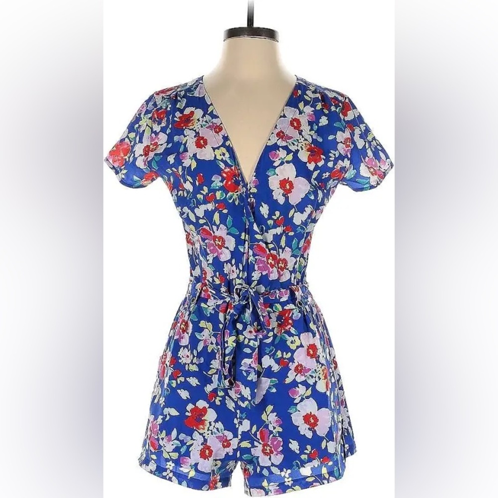 Yumi Kim Blue Floral Silk Romper